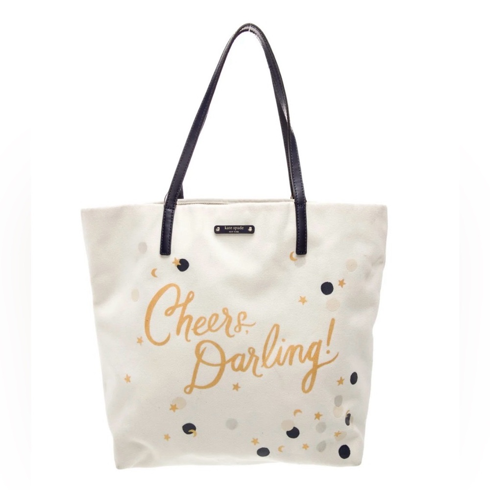 Kate Spade Chestnut Street Bon Shopper "Cheers Darling" Canvas Tote Bag